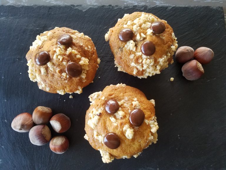 Muffins pépites de chocolat-crumble noisettes
